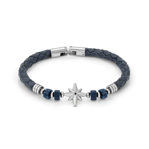 ATLANTE STAINLESS STEEL ECO LEATHER BRACELET 027507/059 WIND ROSE SODALITE