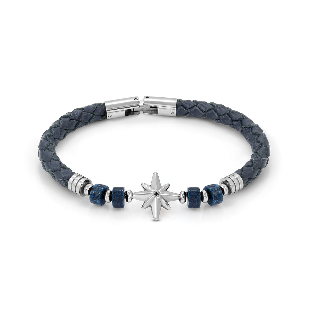 ATLANTE STAINLESS STEEL ECO LEATHER BRACELET 027507/059 WIND ROSE SODALITE
