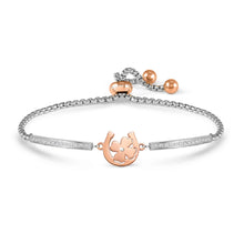 Load image into Gallery viewer, MILLELUCI BELOVED BRACELET 028017/078 ROSE GOLD HORSESHOE, FOUR LEAF CLOVER WITH CZ

