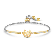 Load image into Gallery viewer, MILLELUCI BELOVED BRACELET 028018/078 GOLD HORSESHOE, FOUR LEAF CLOVER WITH CZ
