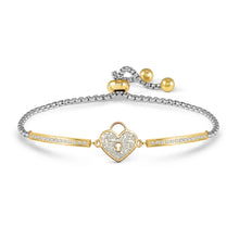 Load image into Gallery viewer, MILLELUCI BELOVED BRACELET 028030/019 GOLD GLITTER PADLOCK HEART WITH CZ
