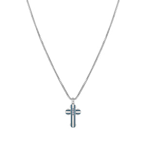 STRONG DIAMOND NECKLACE 028332/030 SAPPHIRES & BLUE PVD CROSS