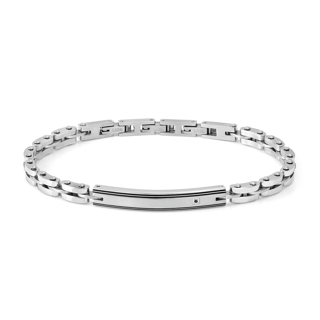 STRONG DIAMOND GEOMETRIC BRACELET 028339/058 STAINLESS STEEL & BLACK DIAMOND