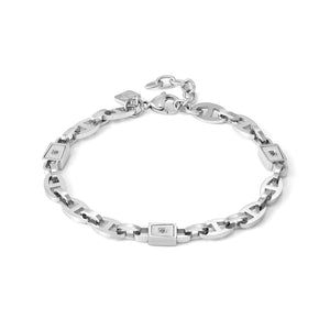 STRONG DIAMOND GEOMETRIC LINK BRACELET 028342/007 STAINLESS STEEL & BLACK DIAMONDS