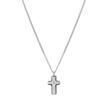 Load image into Gallery viewer, STRONG DIAMOND GEOMETRIC NECKLACE 028343/004 STAINLESS STEEL CROSS &amp; WHITE DIAMOND
