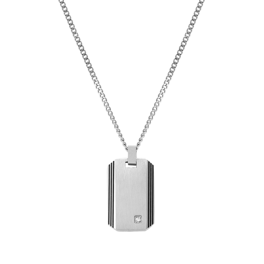 STRONG DIAMOND GEOMETRIC NECKLACE 028343/065 STAINLESS STEEL & WHITE DIAMOND