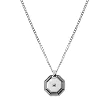 Load image into Gallery viewer, STRONG DIAMOND GEOMETRIC NECKLACE 028344/064 SMALL STAINLESS STEEL &amp; BLACK DIAMOND
