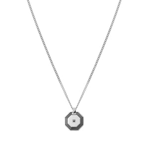 STRONG DIAMOND GEOMETRIC NECKLACE 028344/064 SMALL STAINLESS STEEL & BLACK DIAMOND