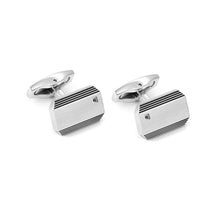 Load image into Gallery viewer, STRONG DIAMOND GEOMETRIC CUFFLINKS 028347/065 STAINLESS STEEL &amp; WHITE DIAMOND
