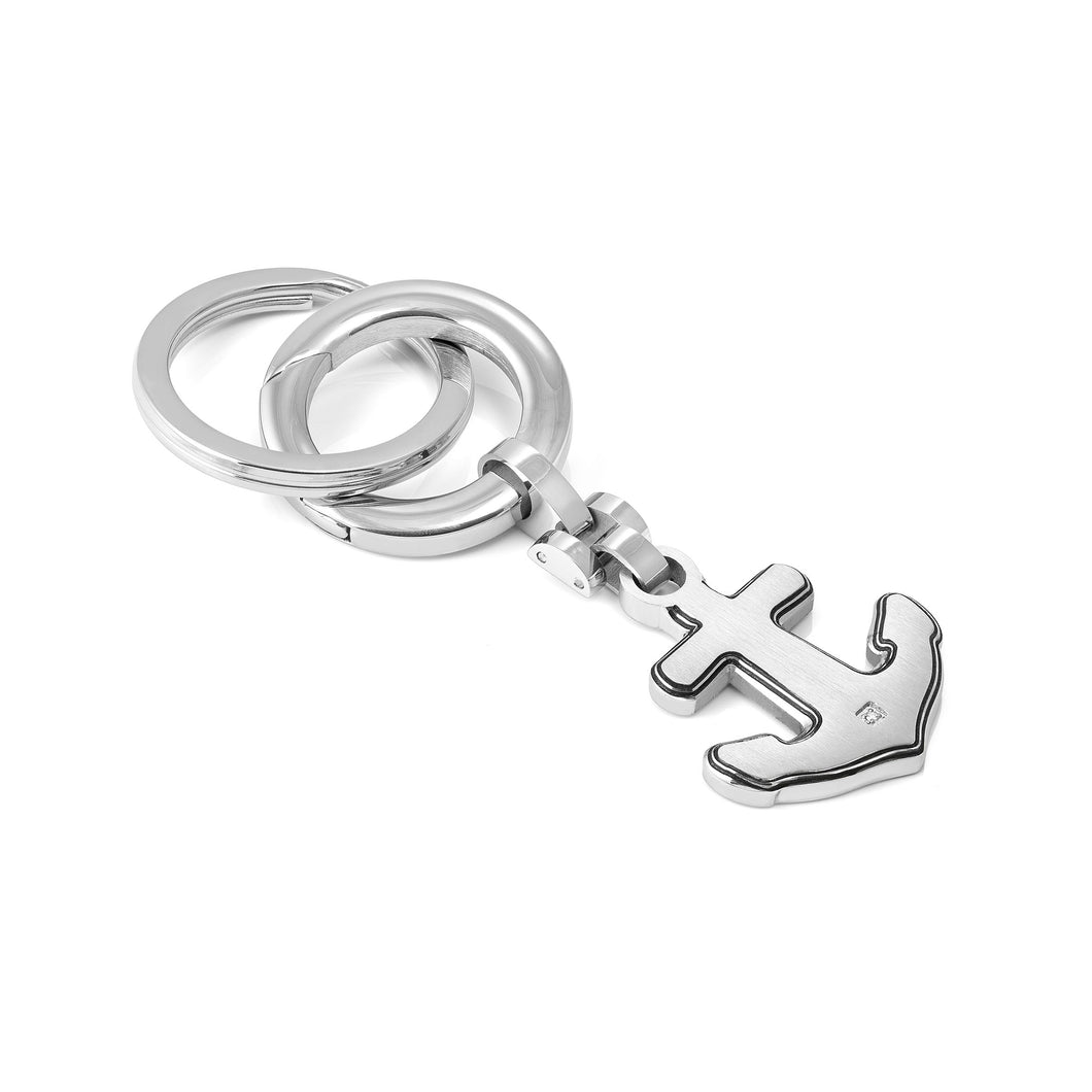 STRONG DIAMOND GEOMETRIC KEYRING 028348/028 STAINLESS STEEL ANCHOR & WHITE DIAMOND