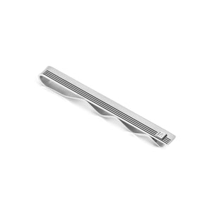 STRONG DIAMOND GEOMETRIC TIE CLIP 028351/001 STAINLESS STEEL & WHITE DIAMOND