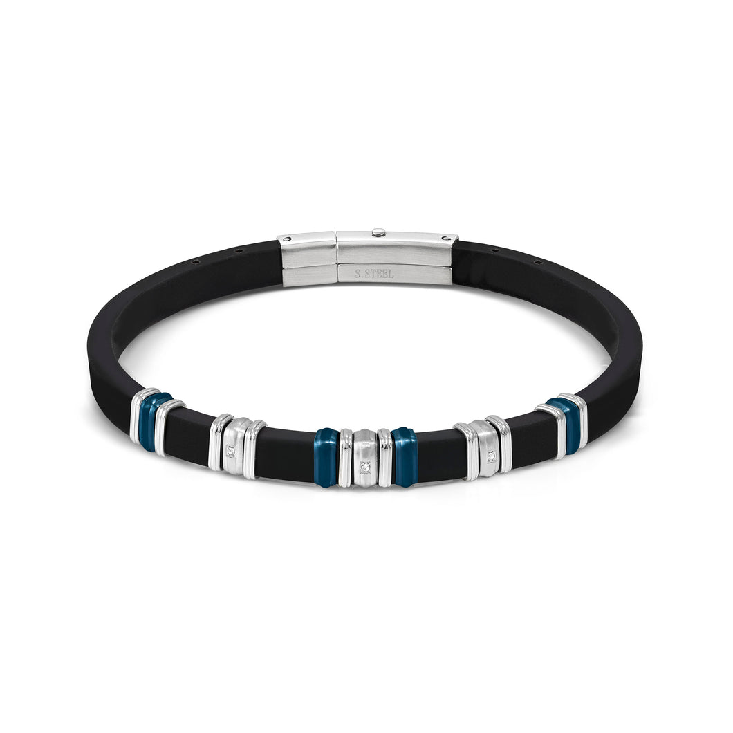 CITY ENERGY BRACELET 028821/058 STAINLESS STEEL, BLUE PVD & WHITE CZ