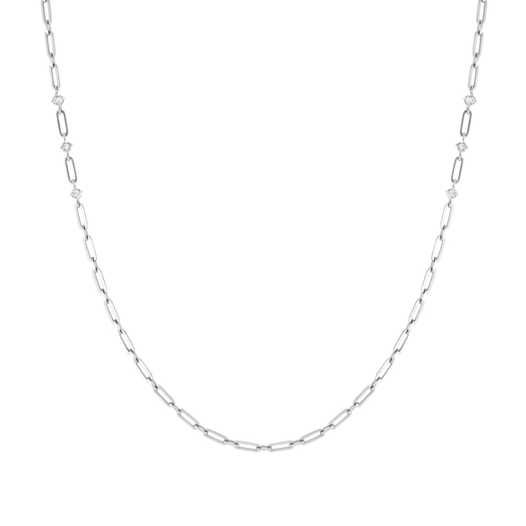 CHAINS OF STYLE LONG NECKLACE STEEL CZ 029402/001