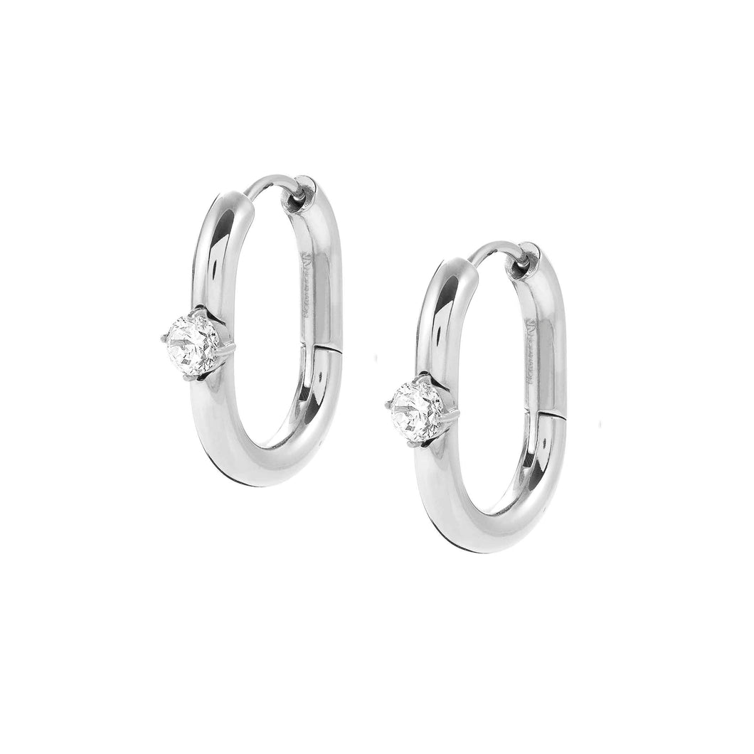 CHAINS OF STYLE HOOP EARRINGS S/STEEL CZ 029403/001