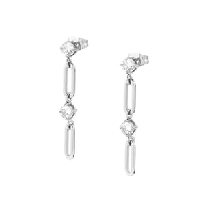 CHAINS OF STYLE DROP EARRINGS S/STEEL CZ 029404/001