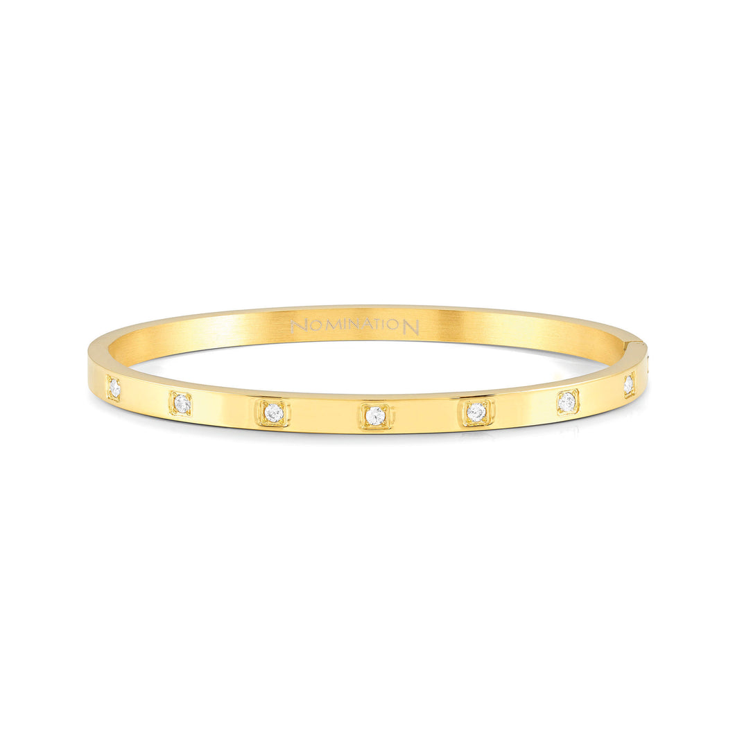PRETTY BANGLES 029507/8/14/012 THICK GOLD WITH WHITE CZ