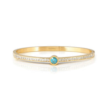 Load image into Gallery viewer, PRETTY BANGLES 029519/20/21/022 GOLD WITH WHITE &amp; BLUE CZ
