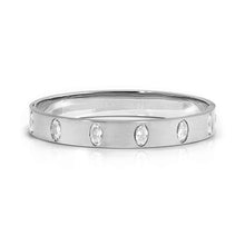 Load image into Gallery viewer, PRETTY BANGLES SATINSHINE 029537/38/39/001 WIDE SILVER &amp; WHITE OVAL CZ
