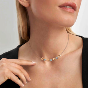 PRINCIPESSINA NECKLACE 029601/023 ROSE GOLD STAR WITH BLUE CZ HEARTS