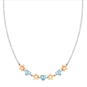 PRINCIPESSINA NECKLACE 029601/023 ROSE GOLD STAR WITH BLUE CZ HEARTS