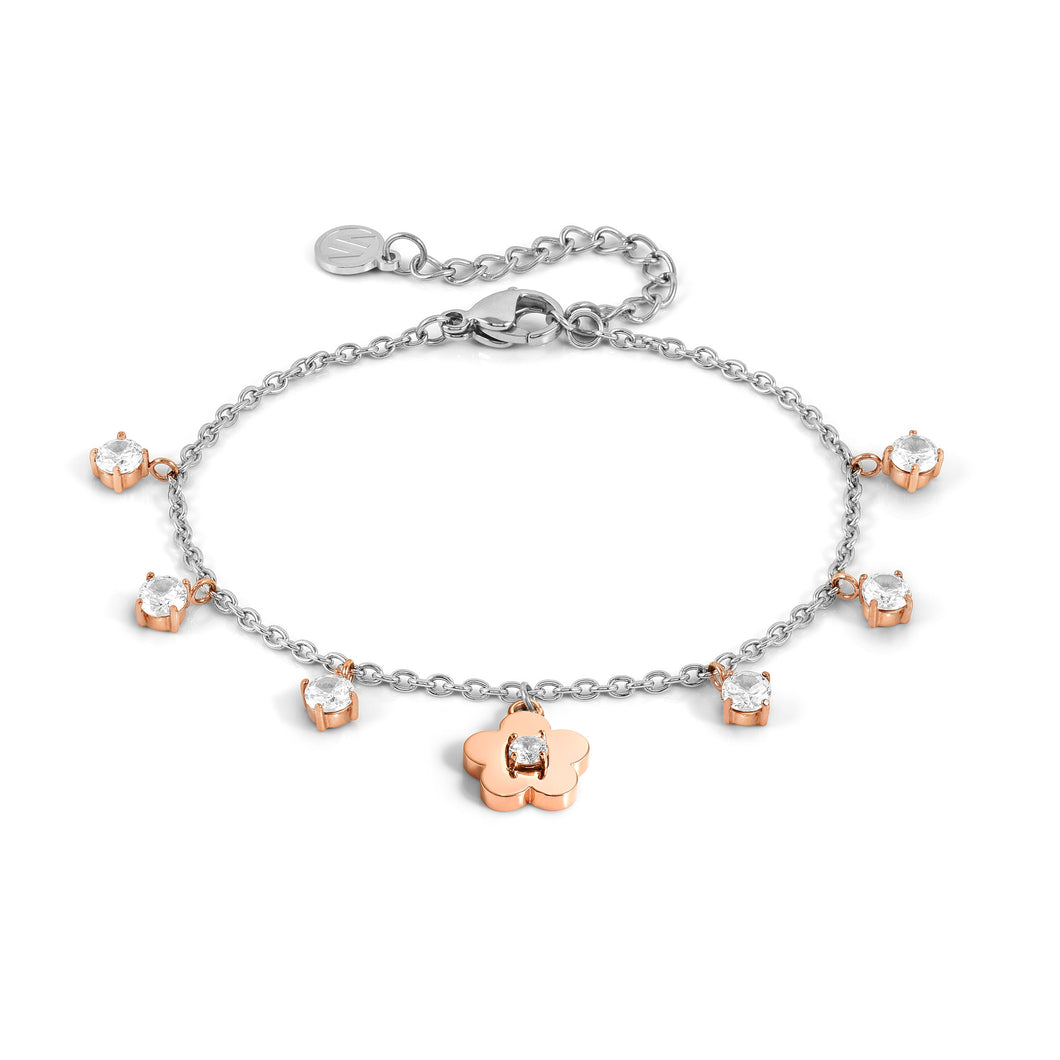 MYSOPHIE BRACELET 029904/059 ROSE GOLD FLOWER & CZ PENDANTS