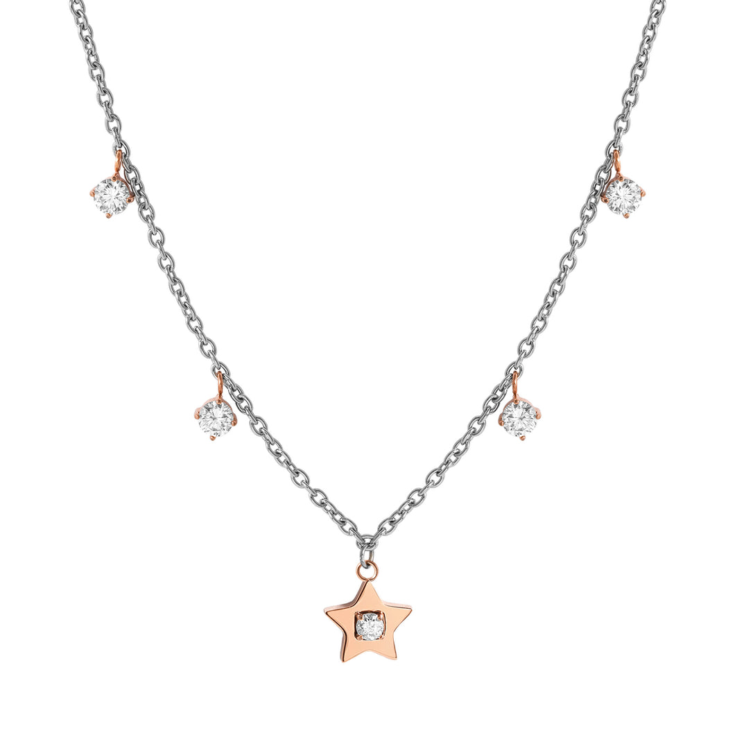 MYSOPHIE NECKLACE 029905/023 ROSE GOLD STAR & CZ PENDANTS