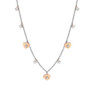 MYSOPHIE NECKLACE 029906/022 ROSE GOLD HEART CZ PENDANTS
