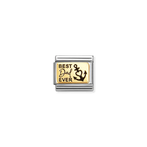 COMPOSABLE CLASSIC LINK 030166/65 BEST DAD EVER IN 18K GOLD & ENAMEL