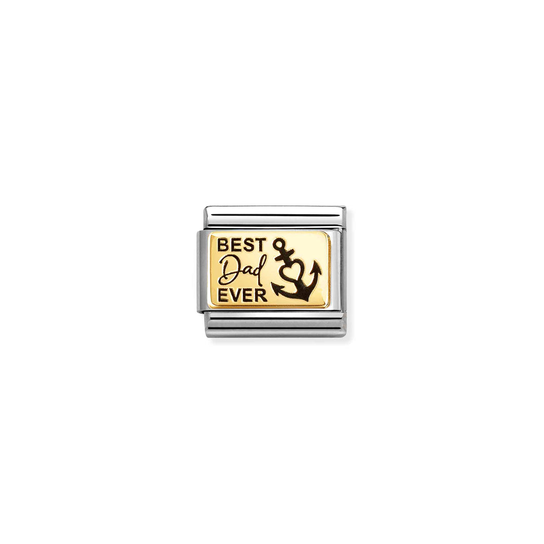 COMPOSABLE CLASSIC LINK 030166/65 BEST DAD EVER IN 18K GOLD & ENAMEL