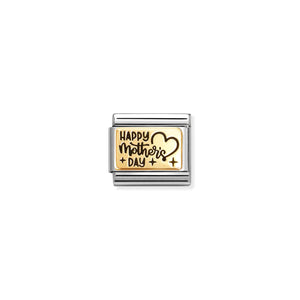 COMPOSABLE CLASSIC LINK 030166/36 HAPPY MOTHER'S DAY IN 18K GOLD AND ENAMEL