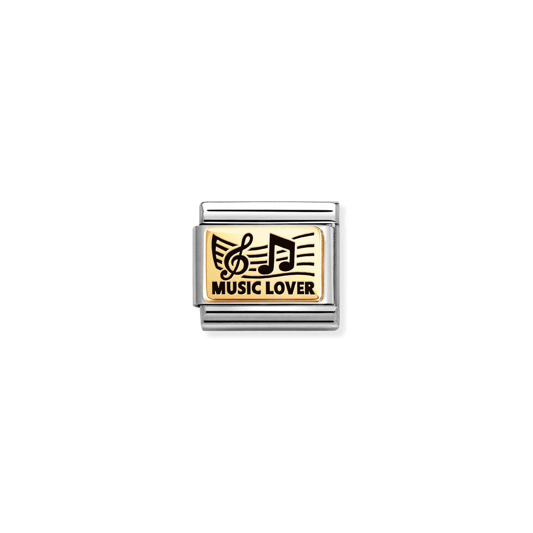 COMPOSABLE CLASSIC LINK 030166/45 MUSIC LOVER IN 18K GOLD AND ENAMEL