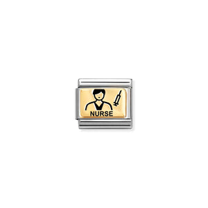 COMPOSABLE CLASSIC LINK 030166/49 NURSE MALE IN 18K GOLD AND ENAMEL