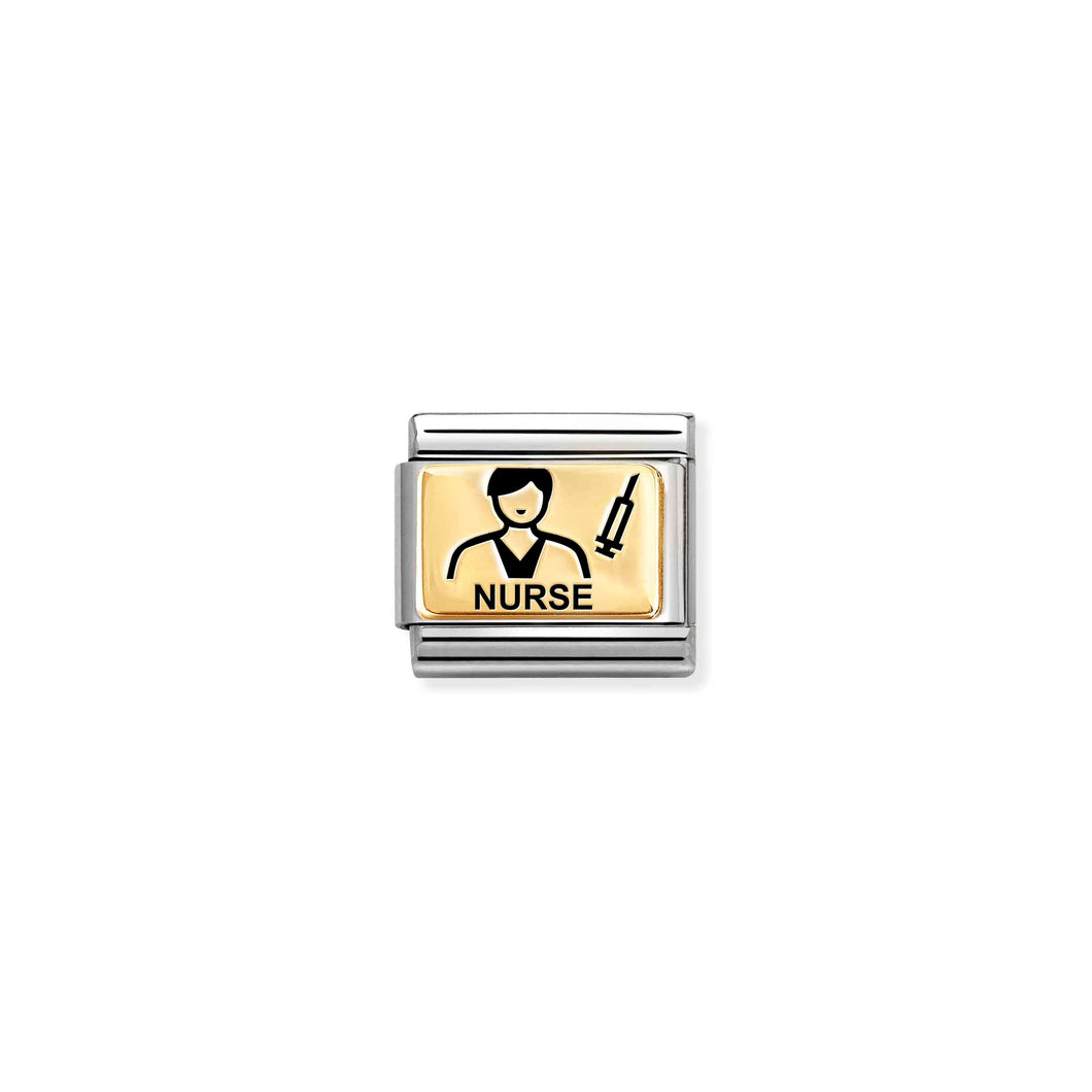 COMPOSABLE CLASSIC LINK 030166/49 NURSE MALE IN 18K GOLD AND ENAMEL