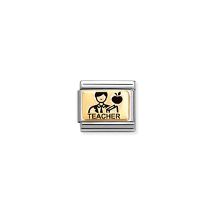 COMPOSABLE CLASSIC LINK 030166/51 TEACHER MALE IN 18K GOLD AND ENAMEL
