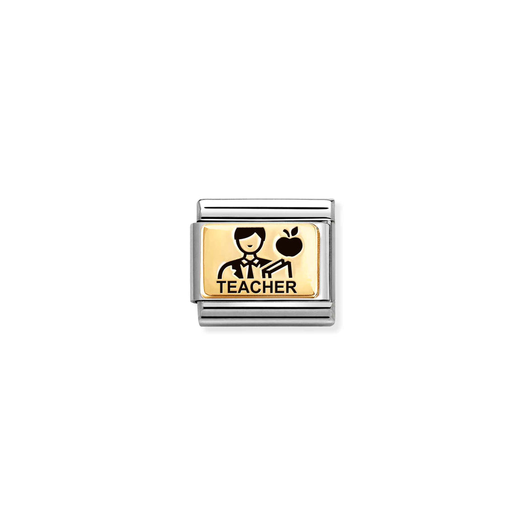 COMPOSABLE CLASSIC LINK 030166/51 TEACHER MALE IN 18K GOLD AND ENAMEL