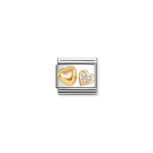 Load image into Gallery viewer, COMPOSABLE CLASSIC LINK 030220/26 RAISED HEART &amp; GLITTER HEART IN 18K GOLD
