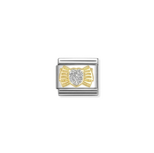 Load image into Gallery viewer, COMPOSABLE CLASSIC LINK 030220/25 GLITTER HEART WITH BOW IN 18K GOLD &amp; GLITTER ENAMEL
