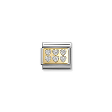 Load image into Gallery viewer, COMPOSABLE CLASSIC LINK 030224/08 GLITTER HEARTS IN 18K GOLD &amp; GLITTER ENAMEL
