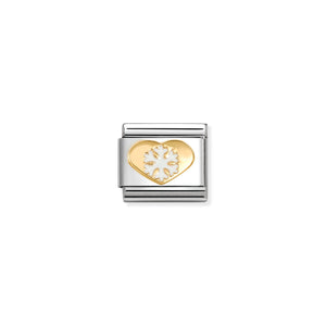 COMPOSABLE CLASSIC LINK 030225/26 SNOWFLAKE IN 18K GOLD HEART WITH ENAMEL