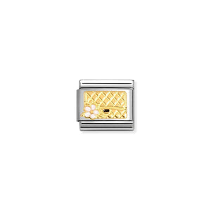 COMPOSABLE CLASSIC LINK 030272/94 BAG WITH FLOWER IN 18K GOLD & ENAMEL