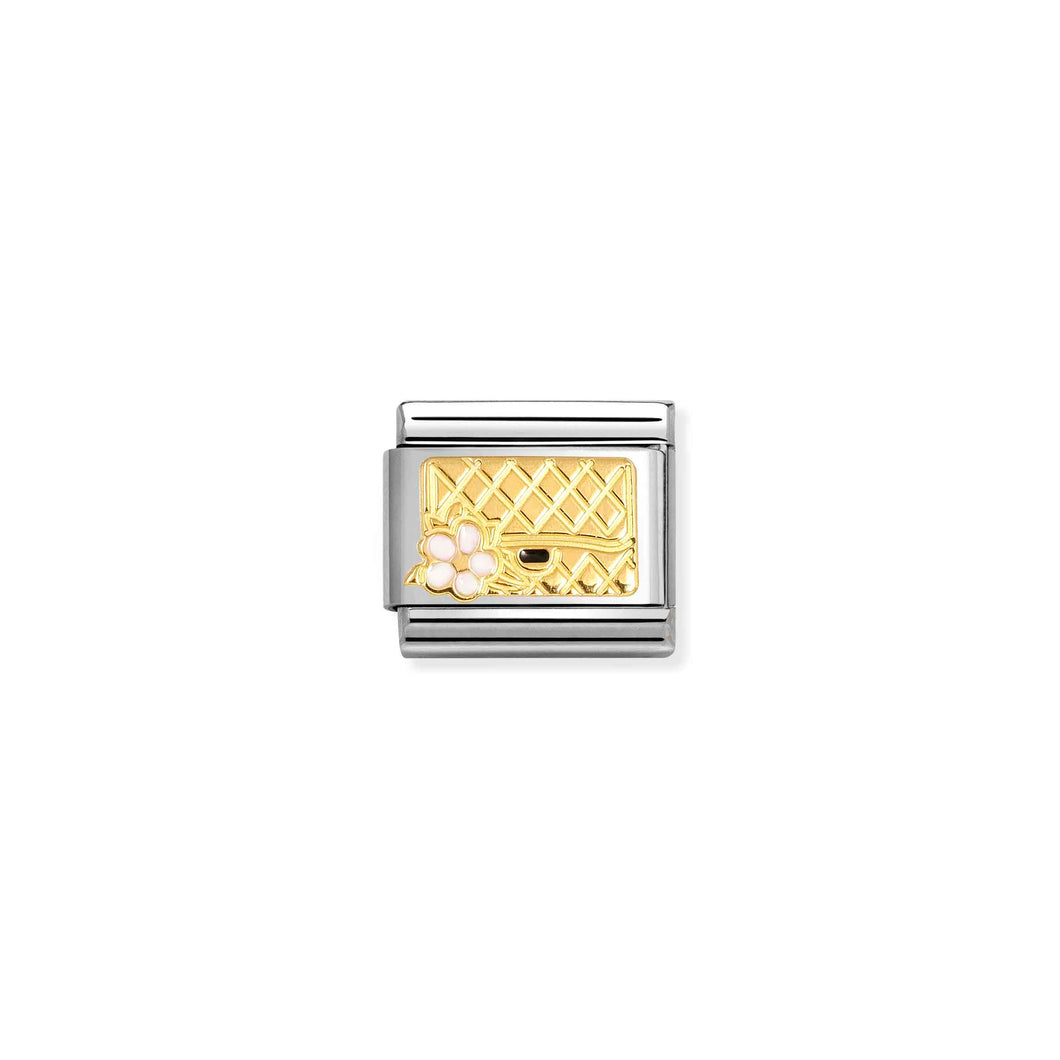 COMPOSABLE CLASSIC LINK 030272/94 BAG WITH FLOWER IN 18K GOLD & ENAMEL