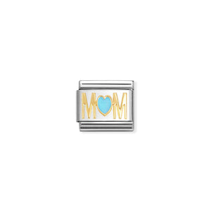COMPOSABLE CLASSIC LINK 030272/83 MUM BLUE HEART IN 18K GOLD AND ENAMEL