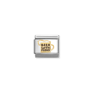 COMPOSABLE CLASSIC LINK 030272/87 BEER WITH FRIENDS IN 18K GOLD AND ENAMEL