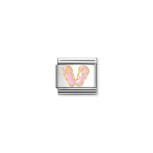 Load image into Gallery viewer, COMPOSABLE CLASSIC LINK 030272/89 PINK FLIPFLOPS IN 18K GOLD AND ENAMEL
