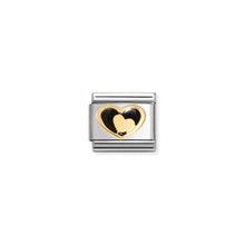 Load image into Gallery viewer, COMPOSABLE CLASSIC LINK 030283/26 BLACK HEART WITH GOLD HEART IN 18K GOLD &amp; ENAMEL
