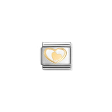 Load image into Gallery viewer, COMPOSABLE CLASSIC LINK 030283/27 WHITE HEART WITH GOLD HEART IN 18K GOLD &amp; ENAMEL
