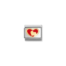 Load image into Gallery viewer, COMPOSABLE CLASSIC LINK 030283/28 RED HEART WITH GOLD HEART IN 18K GOLD &amp; ENAMEL
