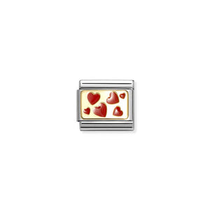 COMPOSABLE CLASSIC LINK 030284/59 RED HEARTS PLAQUE IN GOLD