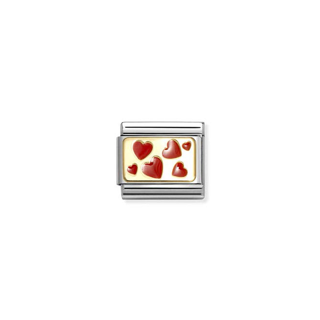 COMPOSABLE CLASSIC LINK 030284/59 RED HEARTS PLAQUE IN GOLD