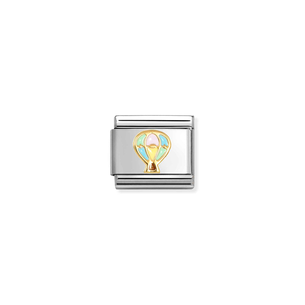 COMPOSABLE CLASSIC LINK 030285/66 HOT AIR BALLOON IN 18K GOLD & ENAMEL